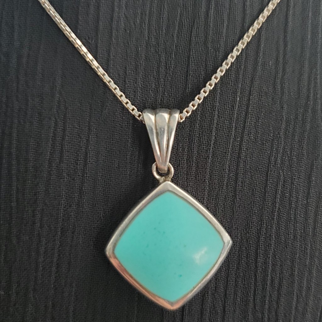 Sterling Silver And Turquoise Pendant With Chain